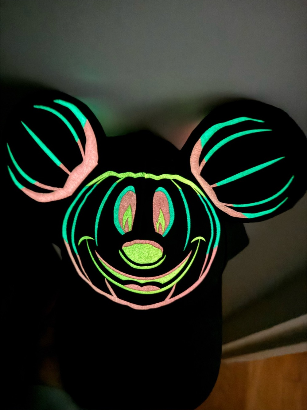 Disney Glow-In-The-Dark Mickey Ear Hat - Black with Neon Green & Pink